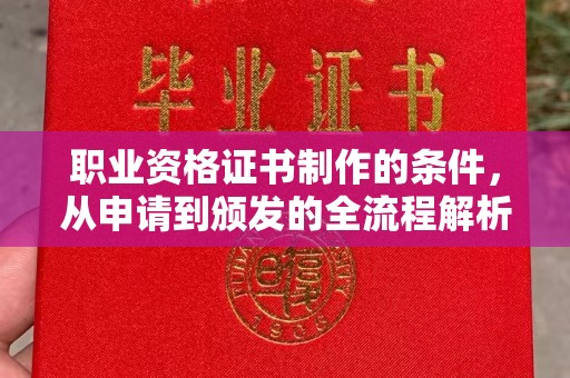 东港职业资格证书制作的条件，从申请到颁发的全流程解析